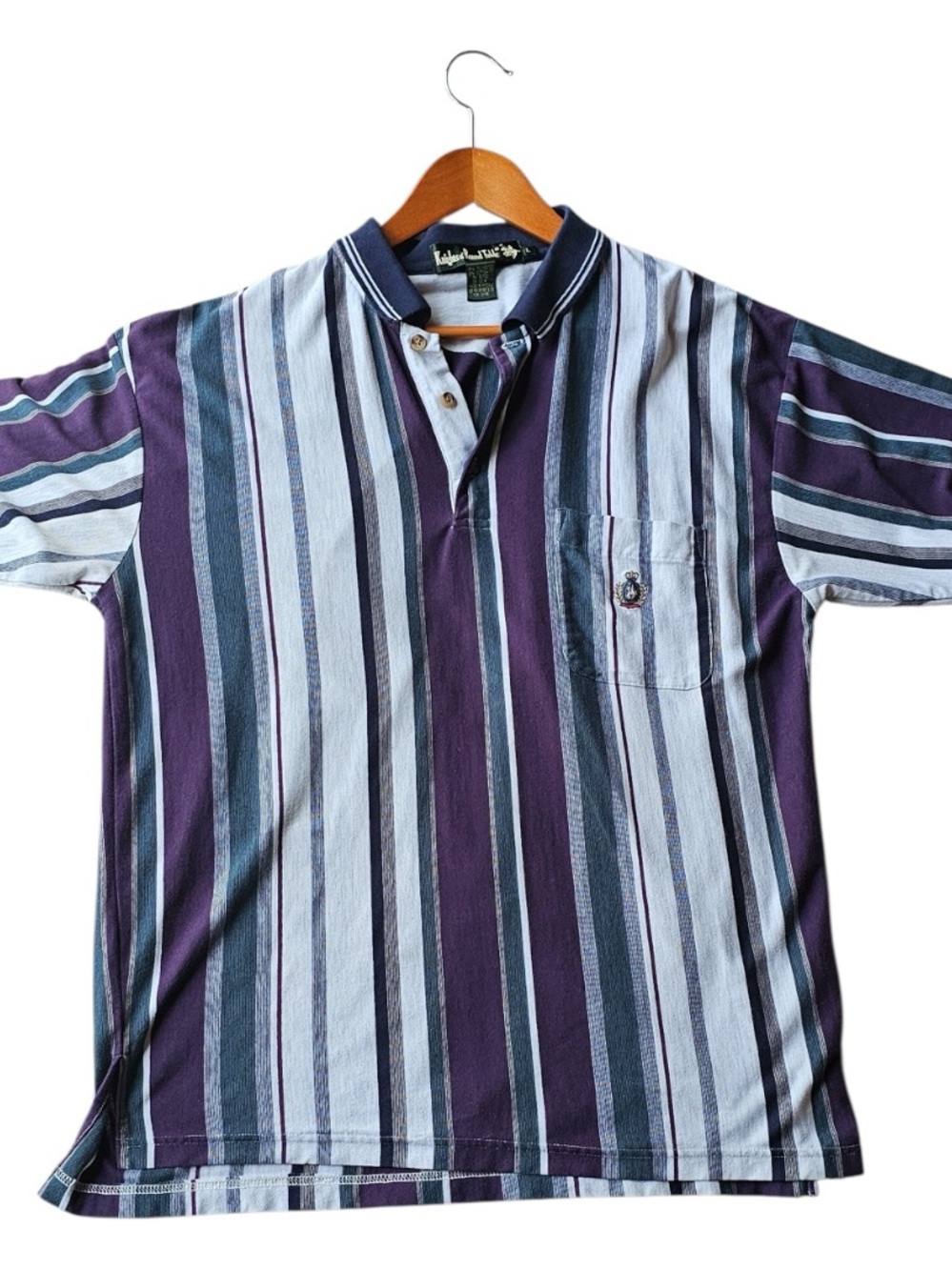 Vintage Knights of the Round Table Striped Polo Shirt Large 90s Hip Hop Skater